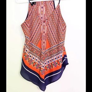 IZ byer medium orange purple bandana top